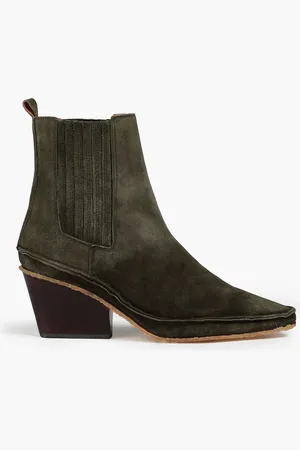 Tory Burch Lila Ankle Boots aus Veloursleder - Grün - US 5.5