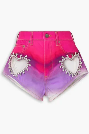 AREA Jeansshorts mit Farbverlauf, Cut-outs und Kristallen - Pink - 25