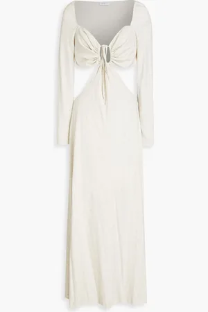 ROSETTA GETTY Mélange cutout cotton-jersey maxi dress - Grau - M