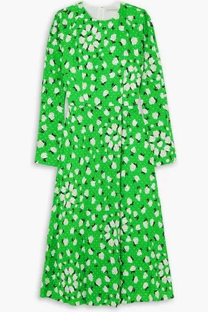EMILIA WICKSTEAD Tazmin Midikleid aus strukturierter Stretch-Baumwolle mit Blumenprint - - UK 8