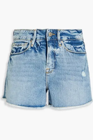 GOOD AMERICAN Good Curve Jeansshorts in Distressed-Optik - Blau - 39