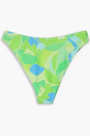 FAITHFULL THE BRAND Dylla hoch sitzendes Bikini-Höschen mit Print - Grün - UK 16