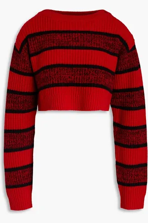 RE/DONE Cropped Pullover aus gerippter Wolle mit Streifen - Rot - L
