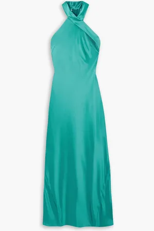 GALVAN Neckholder-Midikleid aus Satin - Blau - FR 42