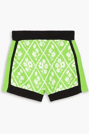 CORMIO Monica Shorts aus Frottee aus einer Baumwollmischung mit Intarsienmuster - Grün - XL