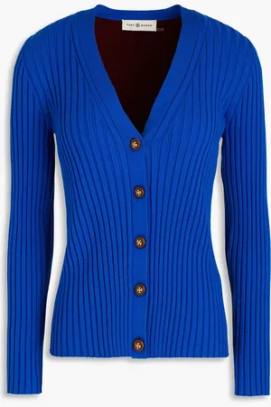 Tory Burch Cardigan aus einer gerippten Merinowollmischung - Blau - XXS