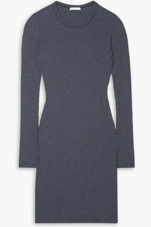James Perse Geripptes Kleid aus Jersey aus einer Baumwollmischung - Blau - 4