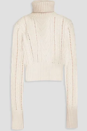 RAG&BONE Elizabeth Rollkragenpullover aus einer Woll-Baumwoll-Alpakamischung mit Zopfstrickmuster - Weiß - L