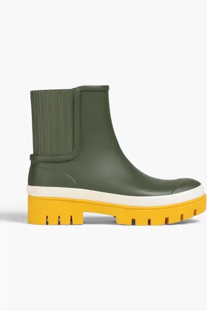 Tory Burch Hurricane Ankle Boots aus Gummi in Colour-Block-Optik - Grün - US 5