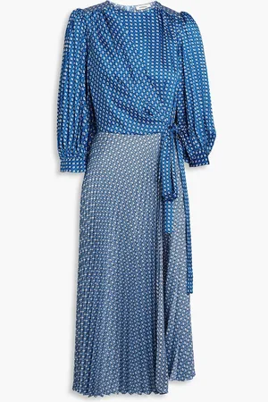 Sandro Plissiertes Midikleid aus glänzendem Twill mit Wickeleffekt und Print - - FR 34