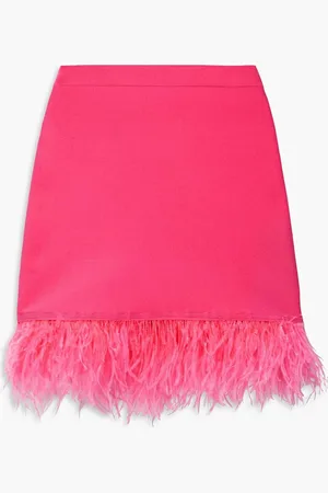 Staud Chaya Minirock aus Strick mit Federn - Pink - S