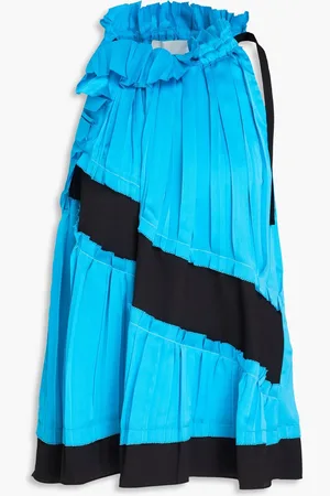 3.1 Phillip Lim Oberteil aus Satin mit Falten und Crêpe-Besatz - Blau - XS