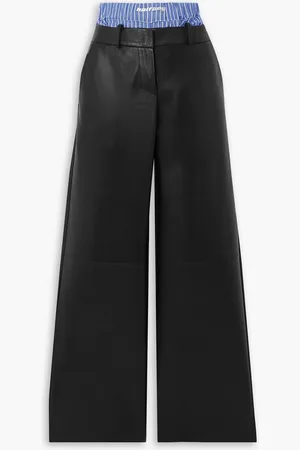 Halfboy Hose mit weitem Bein aus Baumwolle und Leder - - M