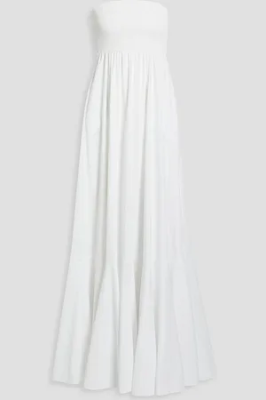 Caroline Constas Haisley trägerloses Maxikleid aus Popeline aus einer Baumwollmischung mit Raffung - - XXS