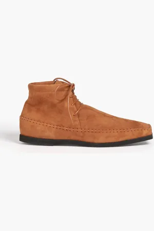 Totême Ankle Boots aus Veloursleder mit Lederbesatz - Braun - EU 41
