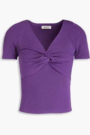 Sandro Cropped Oberteil aus Rippstrick mit Twist-Detail an der Vorderseite - - 0