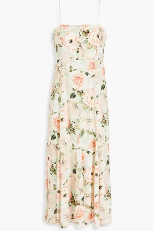 ALICE+OLIVIA Alice Olivia - Midikleid aus Satin mit floralem Print und Cut-outs - Grün - US 12