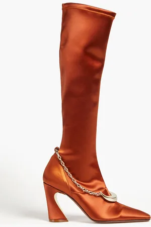 ZIMMERMANN Kniehohe Stiefel aus Satin mit Kettendetail - Metallic - EU 40