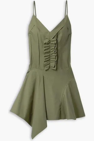 Commission Minikleid aus Baumwollpopeline mit Raffungen - Grün - US 2