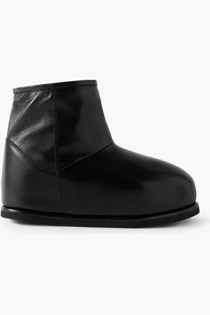 Amina Muaddi Heidi Stiefel aus Leder mit Shearling-Futter - - EU 40.5