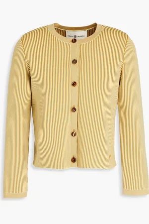 Tory Burch Cropped Strickcardigan mit Streifen - Gelb - XL