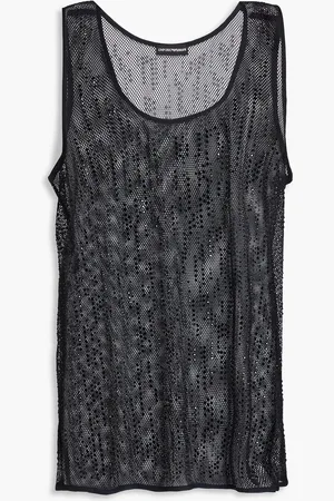 Emporio Armani Tanktop aus Lochstrick mit Kristallverzierung - - IT 40