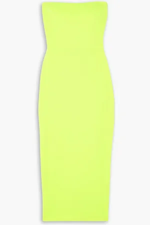 ALEX PERRY Callan trägerloses Midikleid aus neonfarbenem Crêpe - Gelb - UK 12