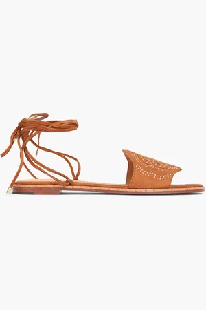 Maje Sandalen aus Veloursleder mit Nieten - Braun - EU 36