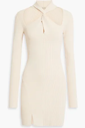 Nicholas Minikleid aus Rippstrick mit Twist-Detail und Cut-outs - Neutral - XL
