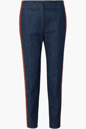 Calvin Klein Hoch sitzende Jeans mit geradem Bein und Reißverschlussdetails - Blau - IT 36