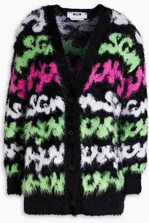 Msgm Cardigan aus gebürstetem Strick mit Intarsienmuster - - S
