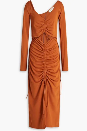 Nicholas Gerafftes Midikleid aus Stretch-Jersey mit Cut-outs - Braun - US 0