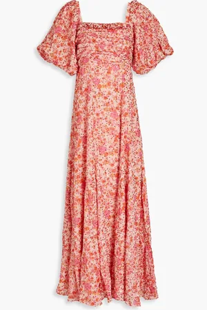 by Ti Mo Maxikleid aus Georgette mit floralem Print und Pailletten - - S