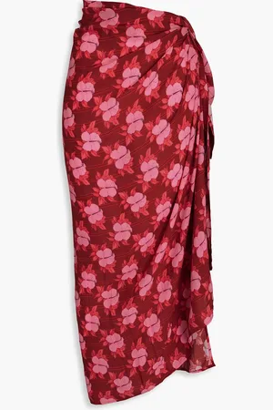 Fisch Turismo Pareo aus Voile mit Blumenprint - Orange - ONESIZE