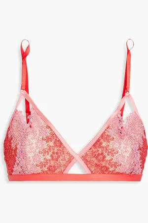 Cosabella Veneto zweifarbiger Triangel-BH aus Stretch-Jersey und schnurgebundener Spitze - - S