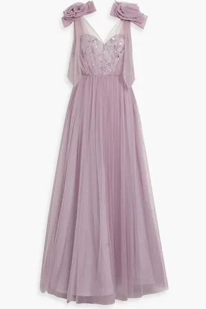 Badgley Mischka Verzierte Robe aus Tüll - Lila - US 4