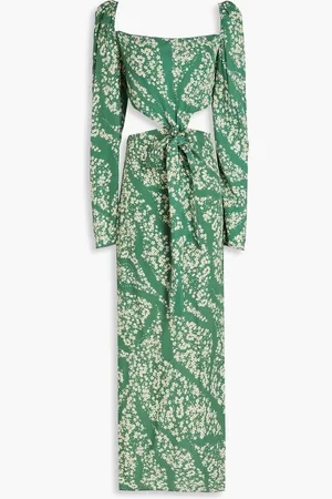 Agua by Agua Bendita Maxikleid aus Twill mit floralem Print und Cut-outs - - L