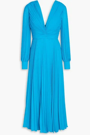 Badgley Mischka Midikleid aus Chiffon mit Falten und Raffungen - Blau - US 6