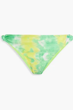 Ganni Tief sitzendes Bikini-Höschen mit Print und Twist-Detail - Grün - DE 42