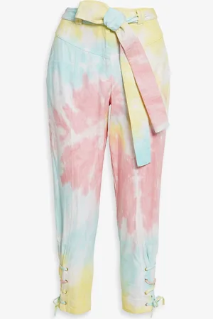 LOVESHACKFANCY Tao hoch sitzende Karottenjeans mit Batikmuster und Schnürung - - US 6