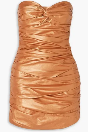 Zeynep Arcay Trägerloses Minikleid aus Metallic-Leder mit Raffungen - Metallic - US 0