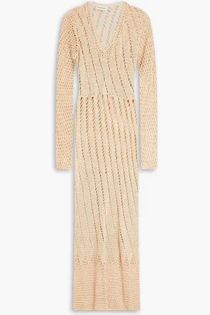 Nicholas Midi-Strickkleid in Häkeloptik - Neutral - L