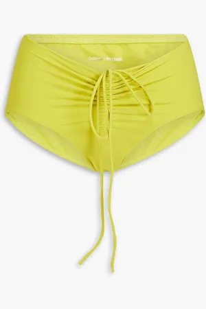 CHRISTOPHER ESBER Odessa hoch sitzendes Bikini-Höschen mit Raffungen - Grün - UK 4