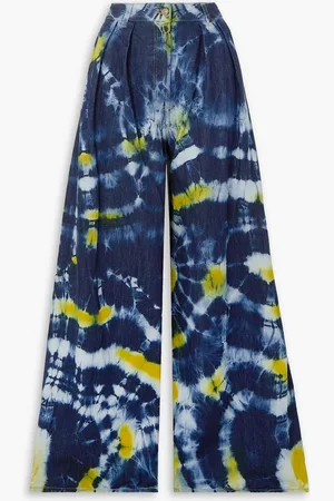 Alanui Moonrise hoch sitzende Jeans mit weitem Bein und Batikmuster - Blau - 32