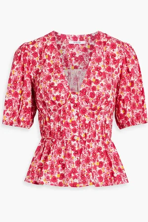Derek Lam Oberteil aus Popeline aus einer Baumwollmischung mit floralem Print - - US 8