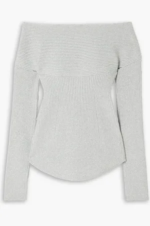 Khaite Salma schulterfreies Oberteil aus Metallic-Rippstrick mit Cut-out - Metallic - XS