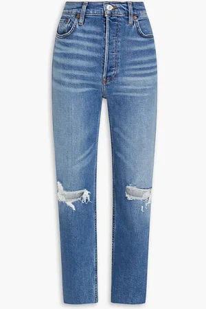 RE/DONE Boyfriend-Jeans in Distressed-Optik - Blau - 31