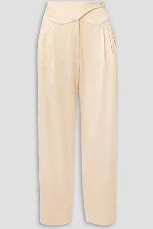 Blazé Milano Basque Hose mit geradem Bein aus glänzendem Crêpe mit Falten - Weiß - 1
