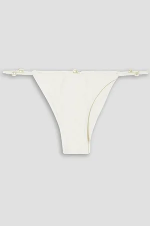 Cult Gaia Anoki tief sitzendes Bikini-Höschen mit Kunstperlen - Weiß - XL