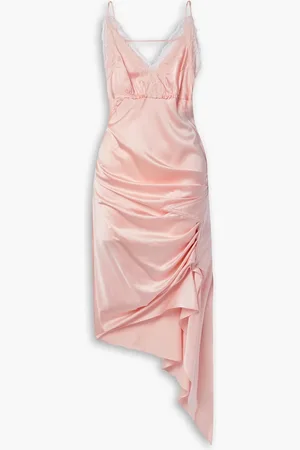 Commission Saloon asymmetrisches Kleid aus Seidensatin mit Spitzenbesatz - Pink - US 0